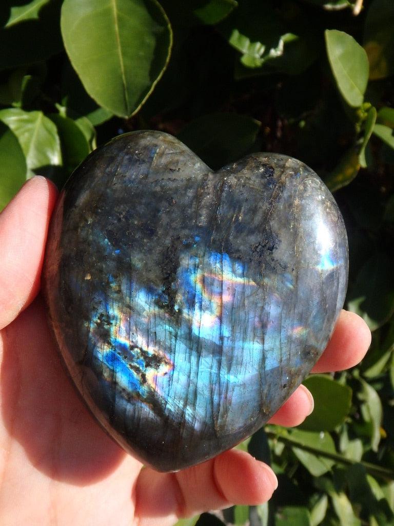 Pretty Blue Flashes Labradorite Gemstone Heart Carving - Earth Family Crystals