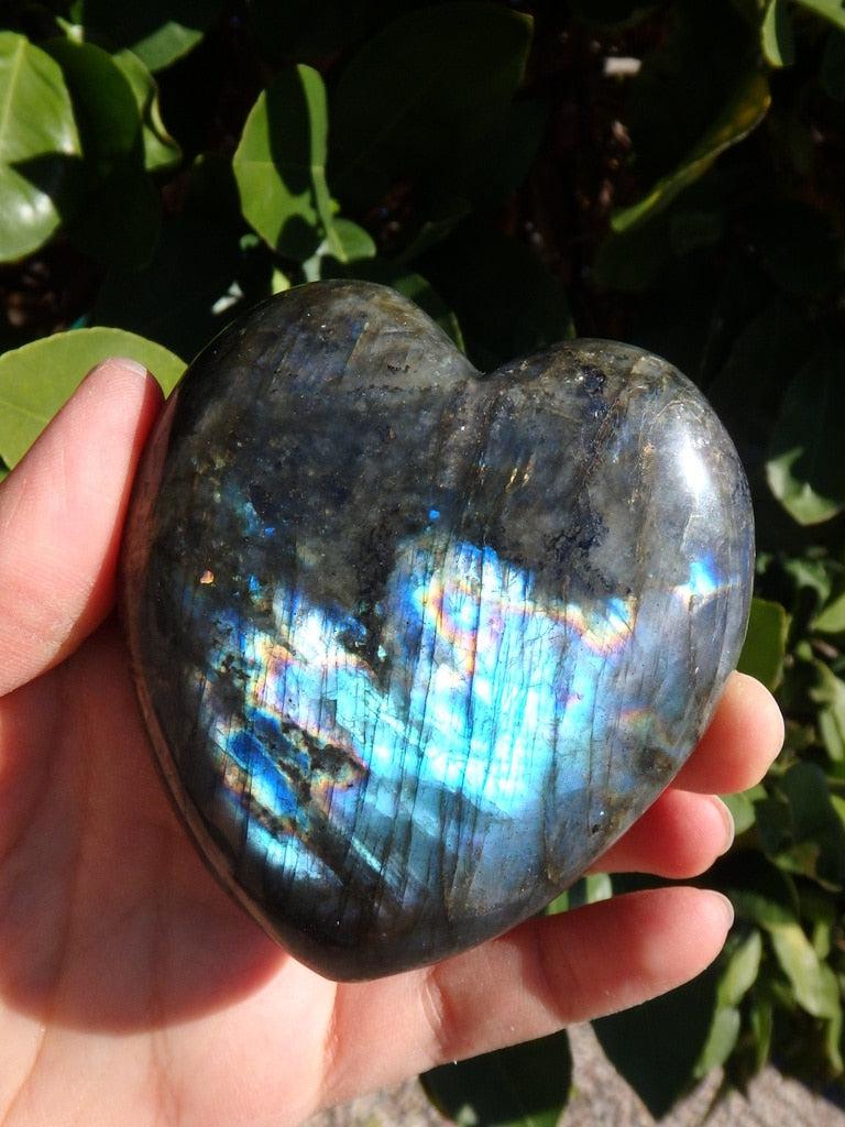 Pretty Blue Flashes Labradorite Gemstone Heart Carving - Earth Family Crystals