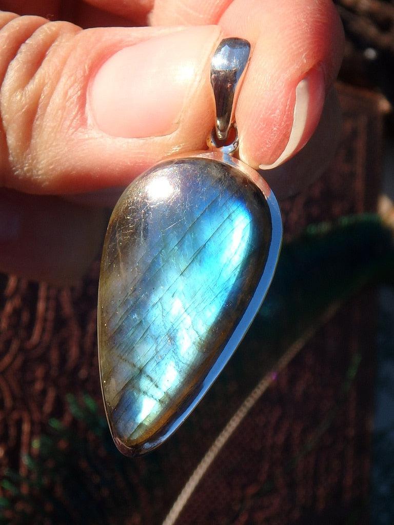 Flashy Labradorite Gemstone Pendant In Sterling Silver (Includes Silver Chain) 1 - Earth Family Crystals