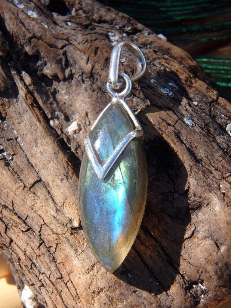 DT Labradorite Gemstone Pendant In Sterling Silver (Includes Silver Chain) - Earth Family Crystals