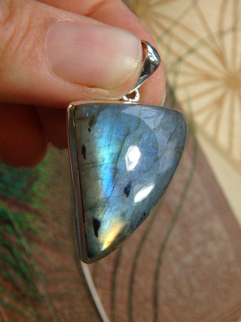 Amazing Flash Labradorite Gemstone Pendant In Sterling Silver (Includes Silver Chain) 13 - Earth Family Crystals