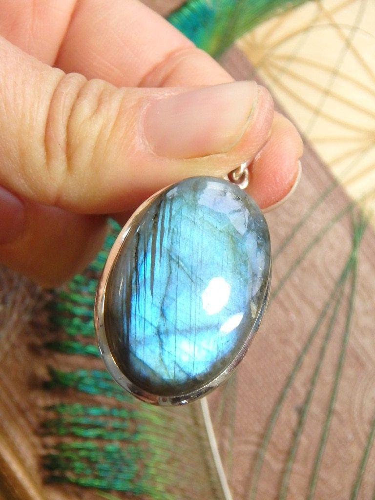 Amazing Flash Labradorite Gemstone Pendant In Sterling Silver (Includes Silver Chain) 8 - Earth Family Crystals