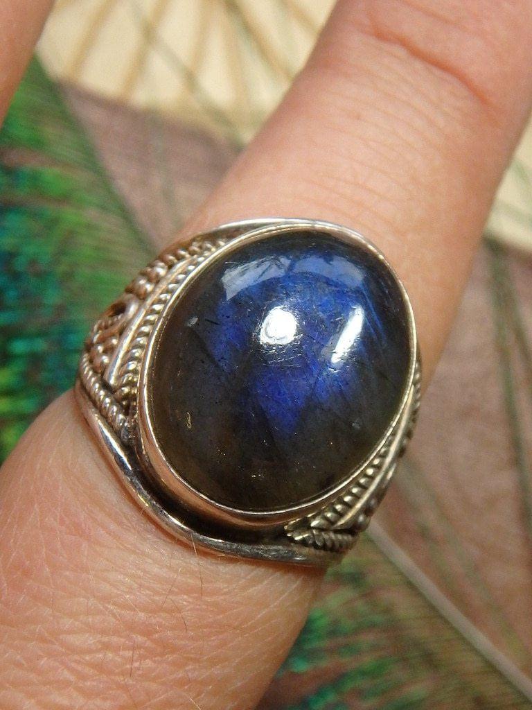 Beautiful Cobalt Blue Flash Labradorite Ring In Sterling Silver (Size 7) - Earth Family Crystals