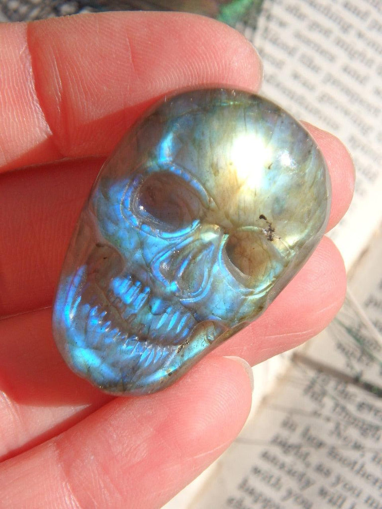 Gorgeous Flash Labradorite Skull Carving Cabochon 1 - Earth Family Crystals