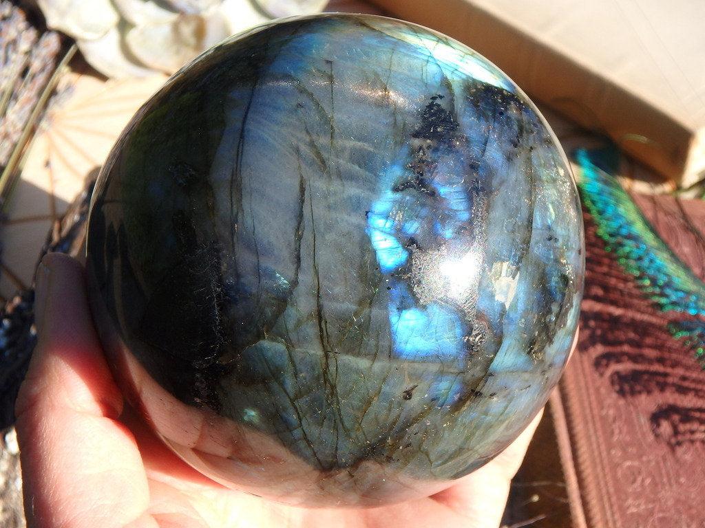 Jumbo Gorgeous Flash Labradorite Sphere Carving 1 - Earth Family Crystals