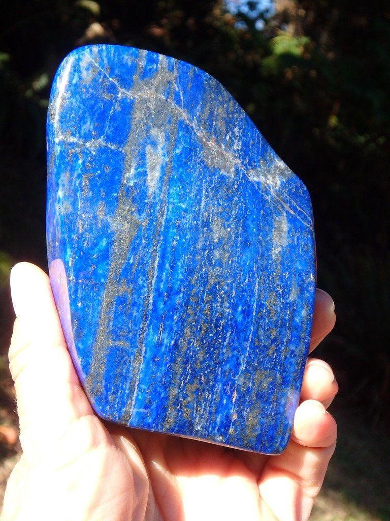 AA Quality Cobalt Blue & Shimmery Golden Pyrite Lapis Lazuli Free Standing Specimen - Earth Family Crystals