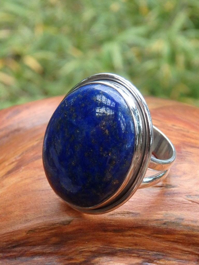 RESERVED FOR YIHAN~ Deep Azure Blue & Golden Chunky Lapis Lazuli Ring In Sterling Silver (Size 8.5) - Earth Family Crystals