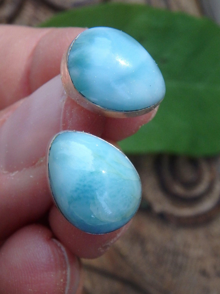 Beautiful Goddess Stone Larimar Studs in Sterling Silver - Earth Family Crystals