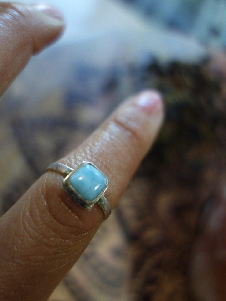 Dainty Blue Larimar Ring In Sterling Silver (Size 7) - Earth Family Crystals