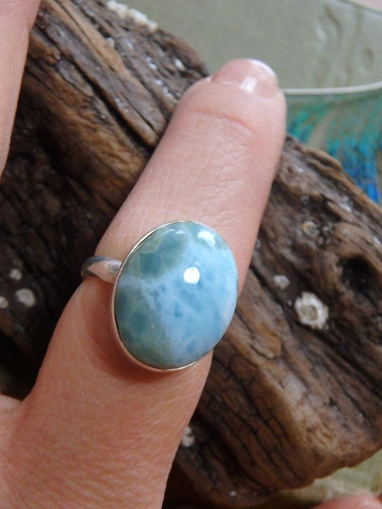 Pretty Patterns Blue Larimar  Ring In Sterling Silver (Size 7.5) - Earth Family Crystals