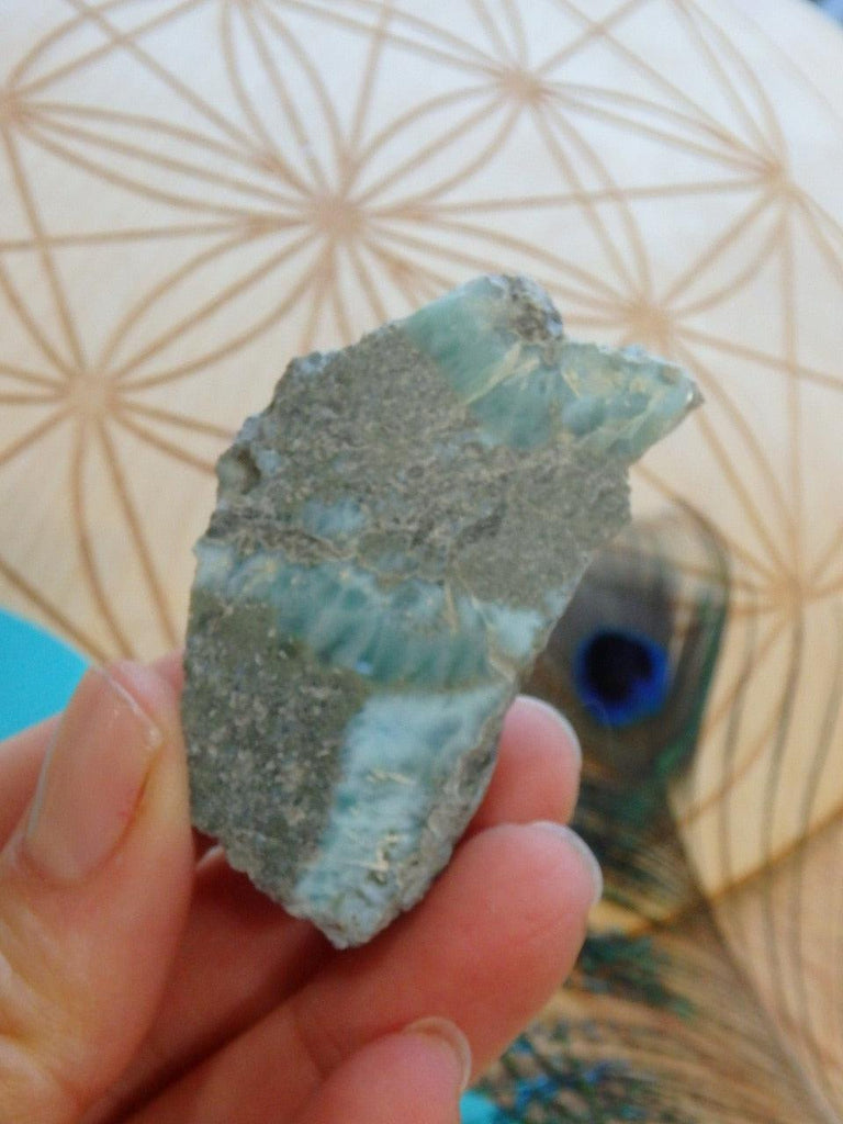 Fantastic Partially Polished Larimar Hand Held Specimen - Earth Family Crystals