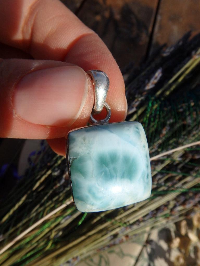 Soothing Blue Larimar Pendant In Sterling Silver (Includes Silver Chain) - Earth Family Crystals