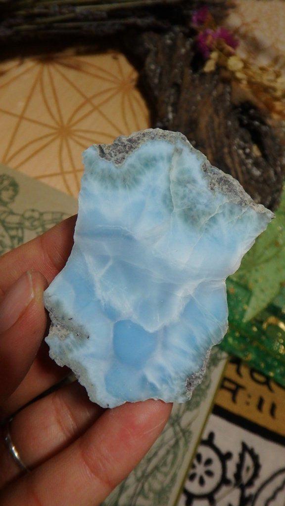 Beautiful Blue Partially Polished Larimar Specimen - Earth Family Crystals