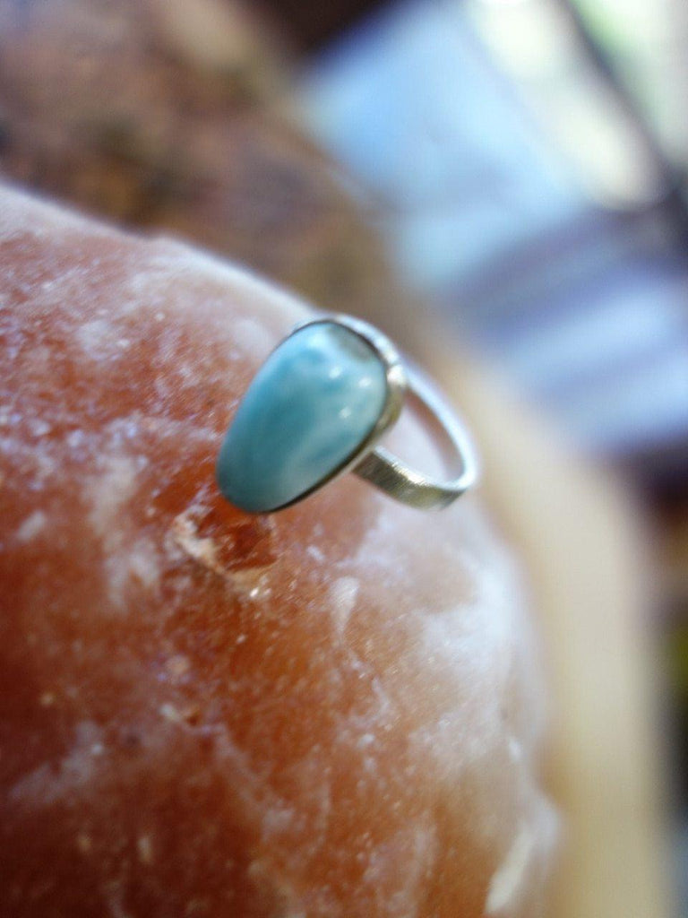 Cute Blue Waters Larimar Ring In Sterling Silver (Size 7.5) - Earth Family Crystals
