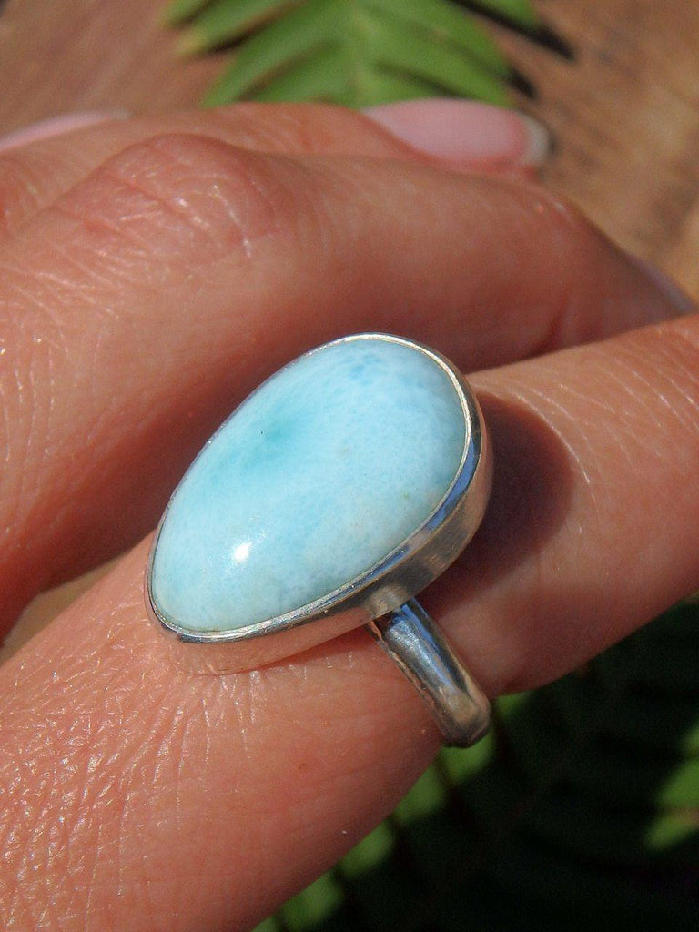 Blue Serenity Larimar Ring in Sterling Silver (Size 7) - Earth Family Crystals