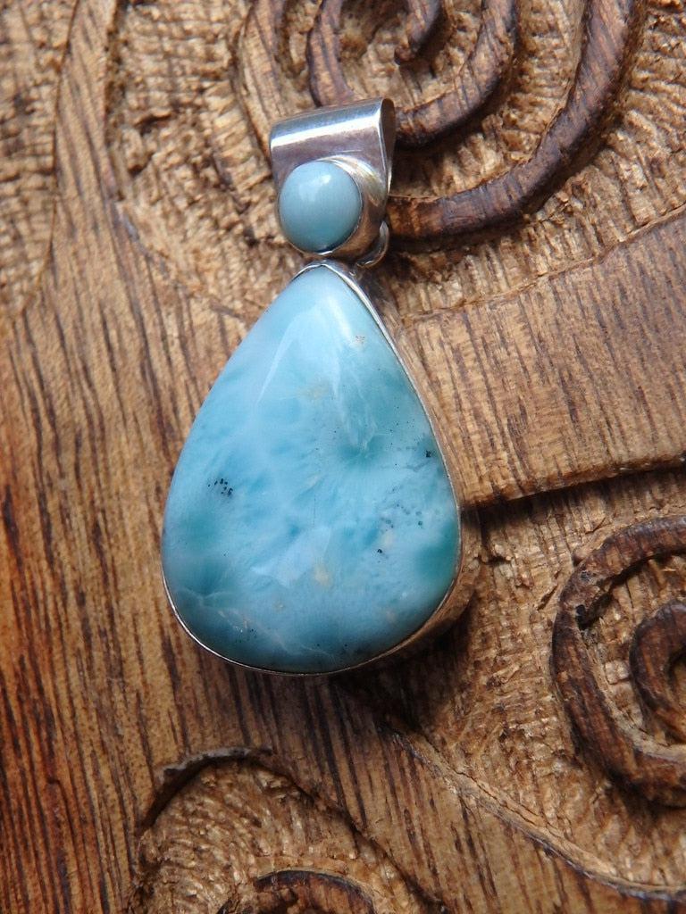 Pretty Caribbean Blue Larimar With Accent Stone Pendant In Sterling Silver (Includes Silver Chain) - Earth Family Crystals