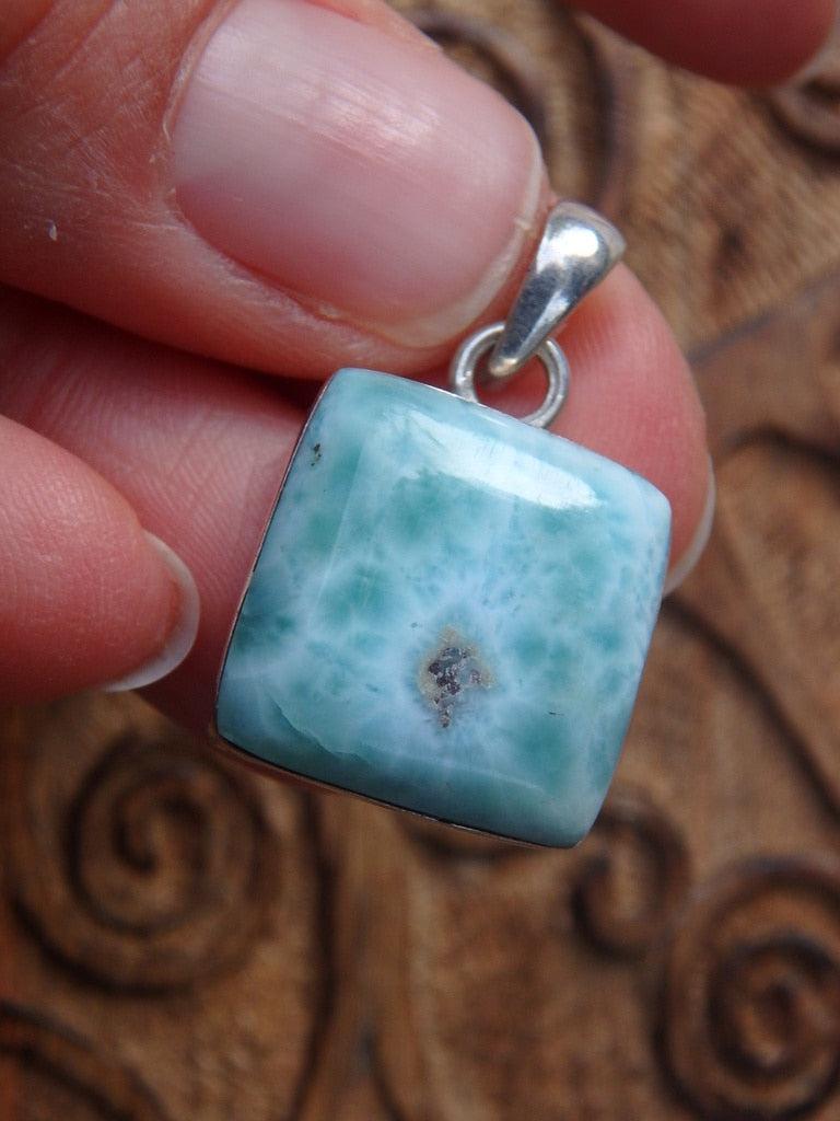 Pretty Blue Larimar Pendant In Sterling Silver (Includes Silver Chain) - Earth Family Crystals