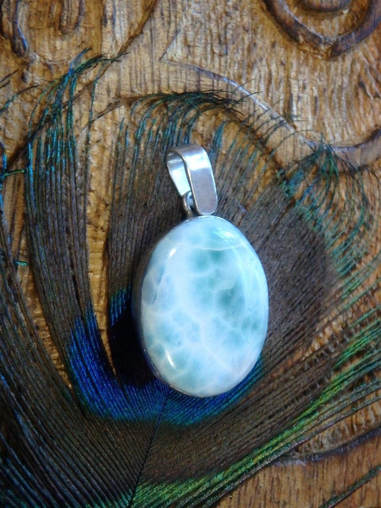 Pretty Patterns Blue  Larimar Pendant In Sterling Silver (Includes Silver Chain) - Earth Family Crystals