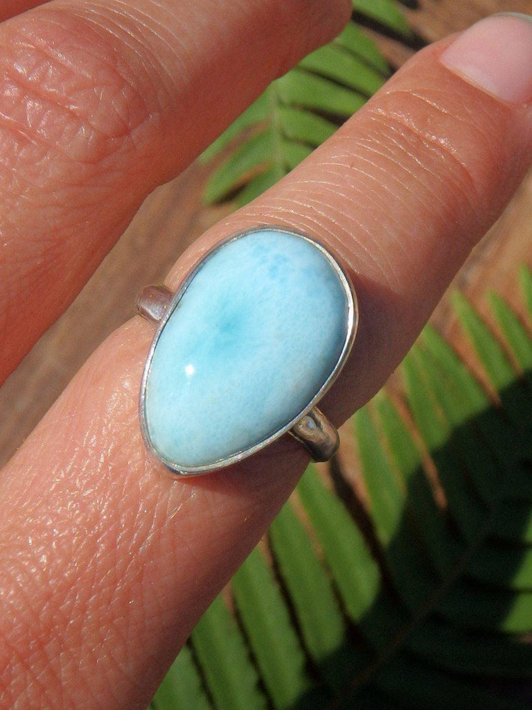 Blue Serenity Larimar Ring in Sterling Silver (Size 7) - Earth Family Crystals