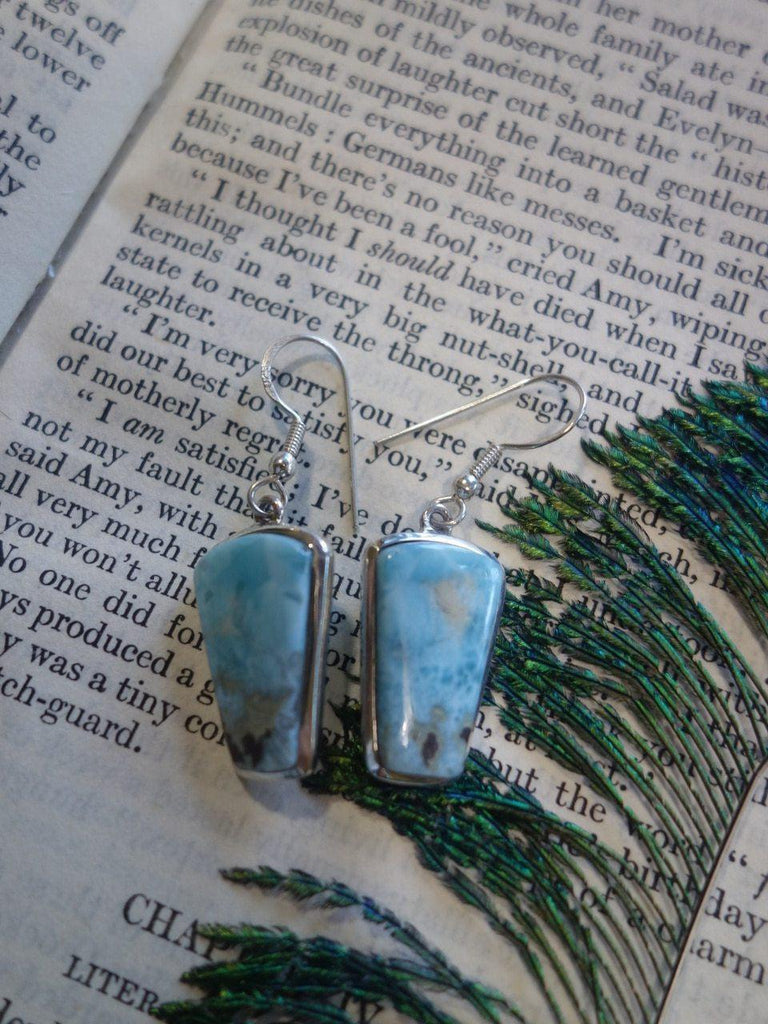 Caribbean Blue Waters Larimar Earrings in Sterling Silver (REDUCED) - Earth Family Crystals