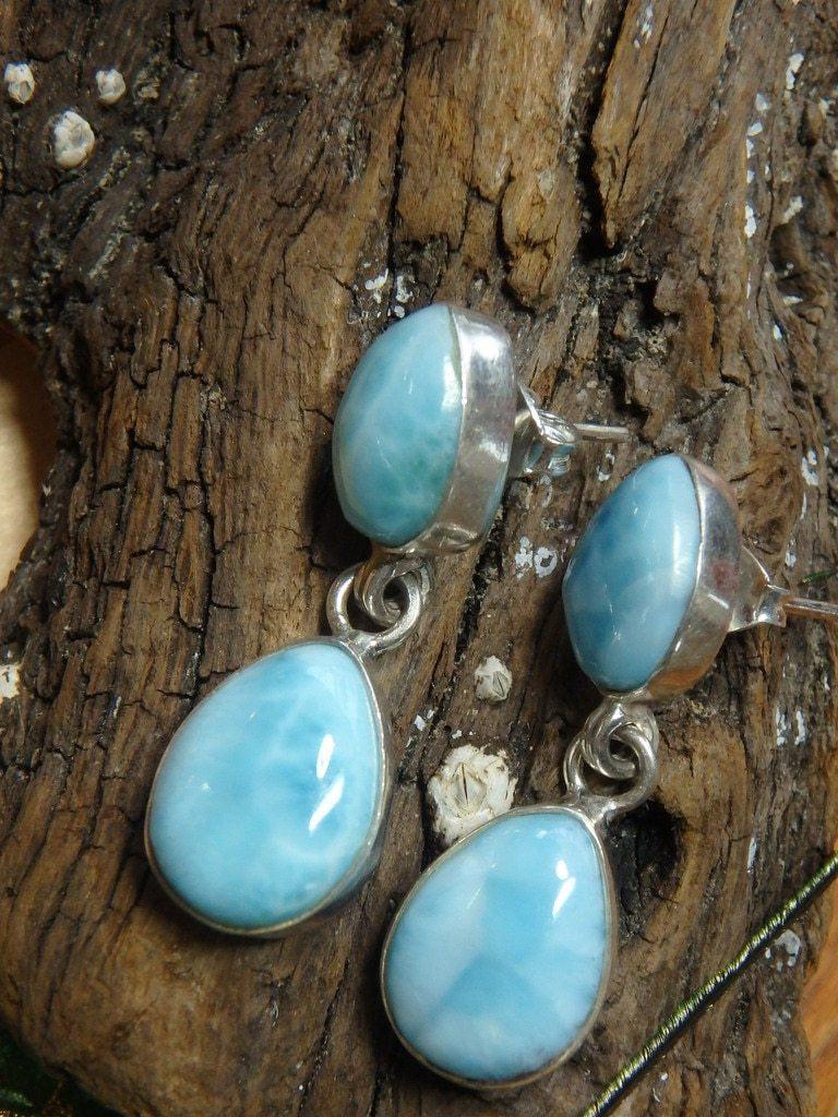 Beautiful Blue Larimar Earrings In Sterling Silver 1 - Earth Family Crystals