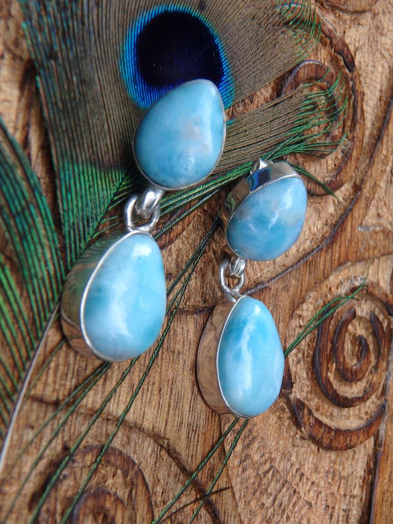 Ocean Lovers Blue Larimar Earrings In Sterling Silver - Earth Family Crystals