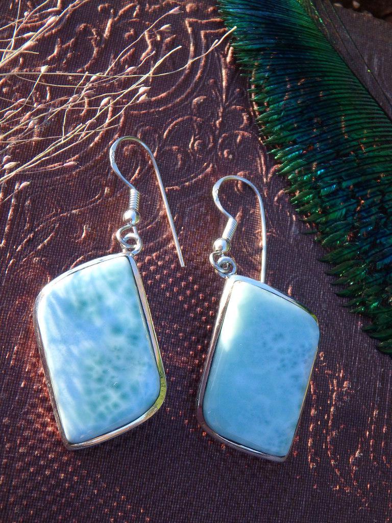 Lovely Blue Larimar Gemstone Earrings  In Sterling Silver 1 - Earth Family Crystals