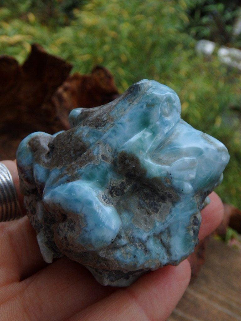 Custom Crafted~Exquisite Blue Larimar Frog Carving - Earth Family Crystals