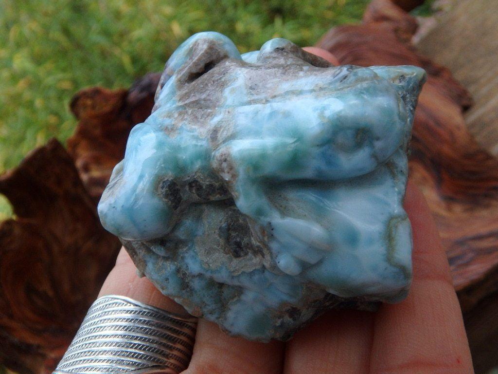 Custom Crafted~Exquisite Blue Larimar Frog Carving - Earth Family Crystals