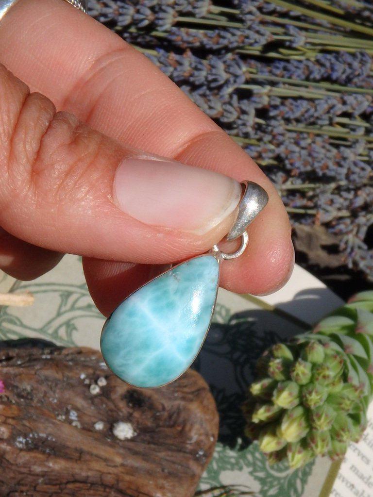 1  Soft Ocean Blue Larimar  Pendant In Sterling Silver (Includes Silver Chain) - Earth Family Crystals
