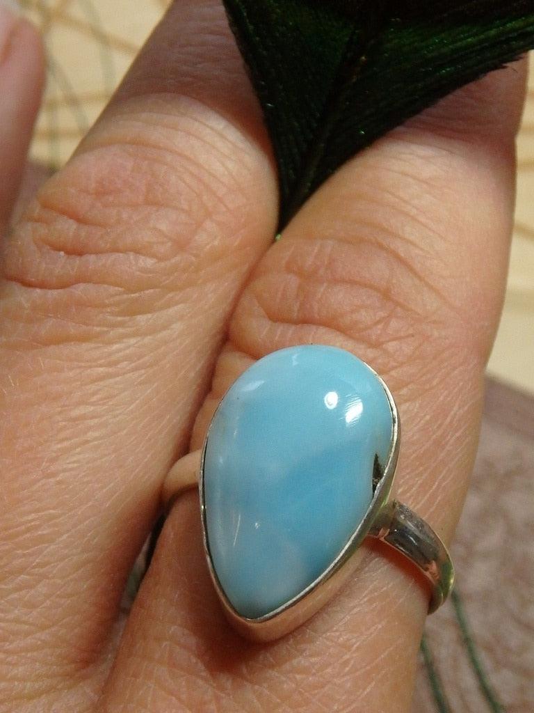 Gorgeous Blue Larimar Ring In Sterling Silver 1 (Size 9) - Earth Family Crystals