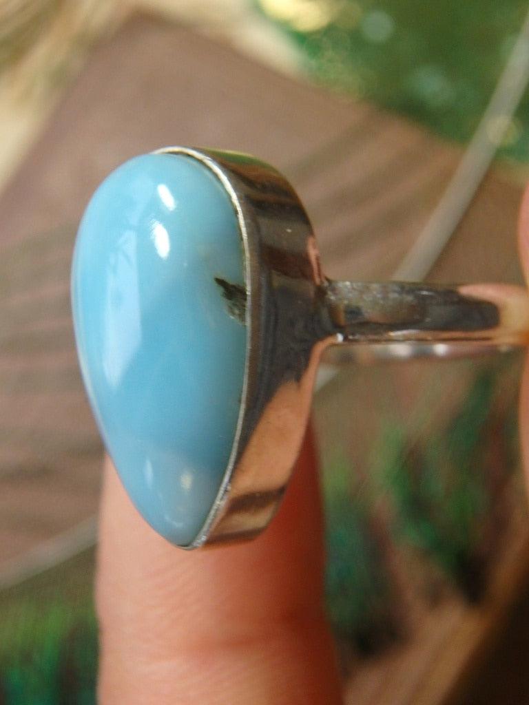 Gorgeous Blue Larimar Ring In Sterling Silver 1 (Size 9) - Earth Family Crystals