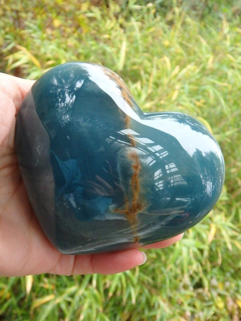 Rare & Incredible~Large Puffy Lemurian Aquatine Blue Calcite Heart - Earth Family Crystals