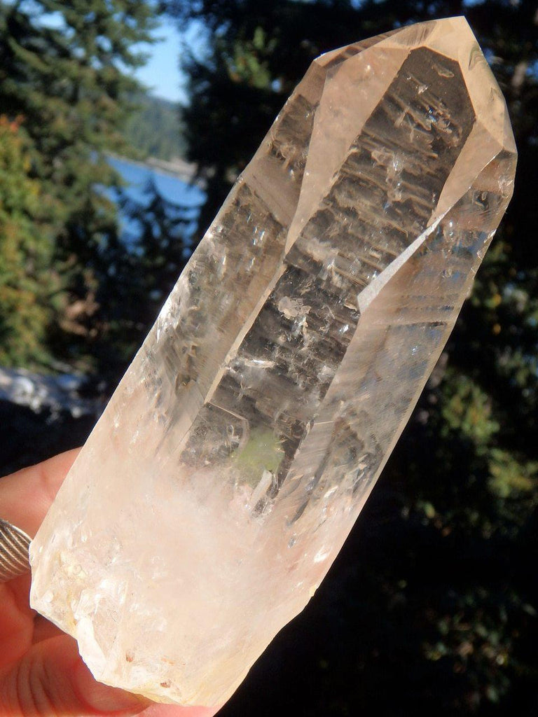 Deep Natural Barcode Etching~ Large Chunky Golden Healer Brazilian Lemurian Seed Quartz Point - Earth Family Crystals