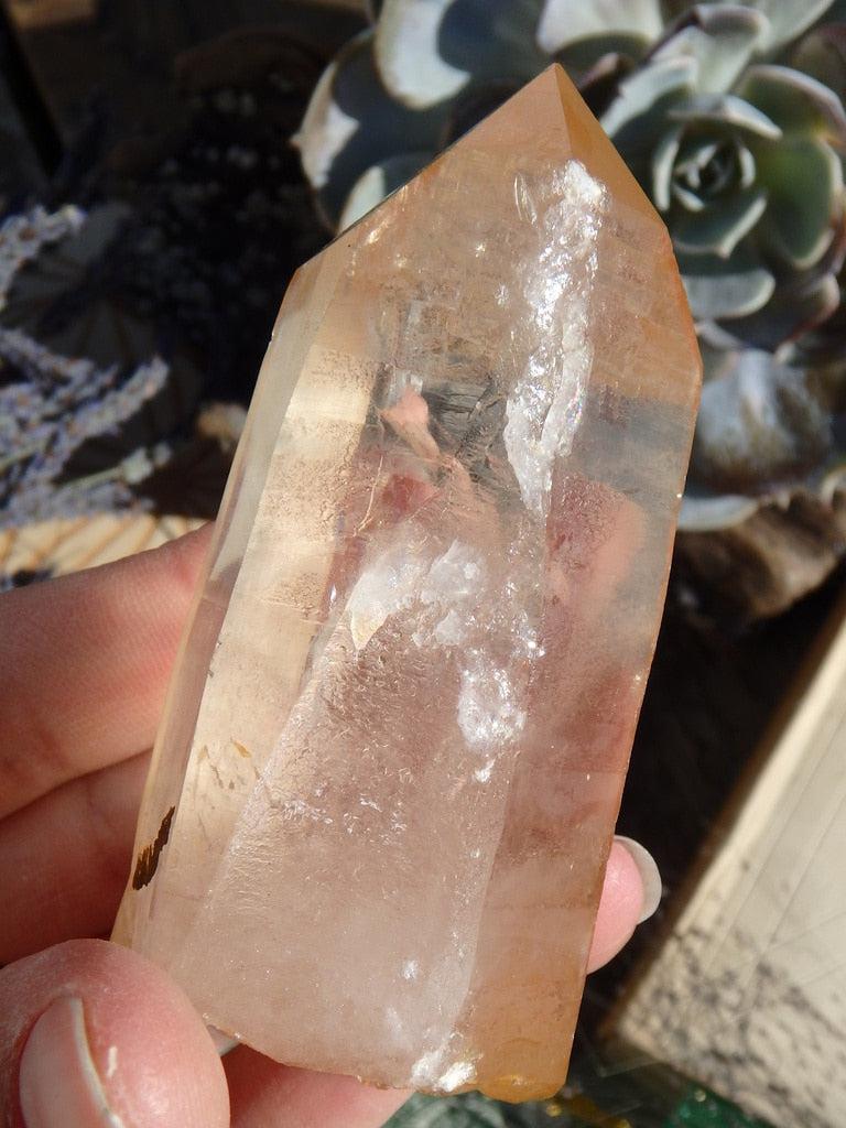 Stunning Natural Tangerine Lemurian Seed Point From Brazil - Earth Family Crystals
