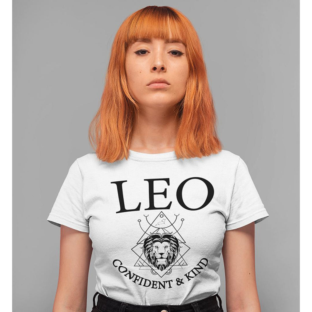 Leo Zodiac White T-Shirt - Earth Family Crystals
