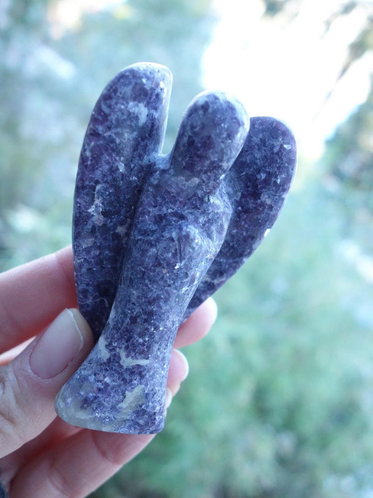 Precious Lilac Lepidolite Angel Gemstone Carving - Earth Family Crystals