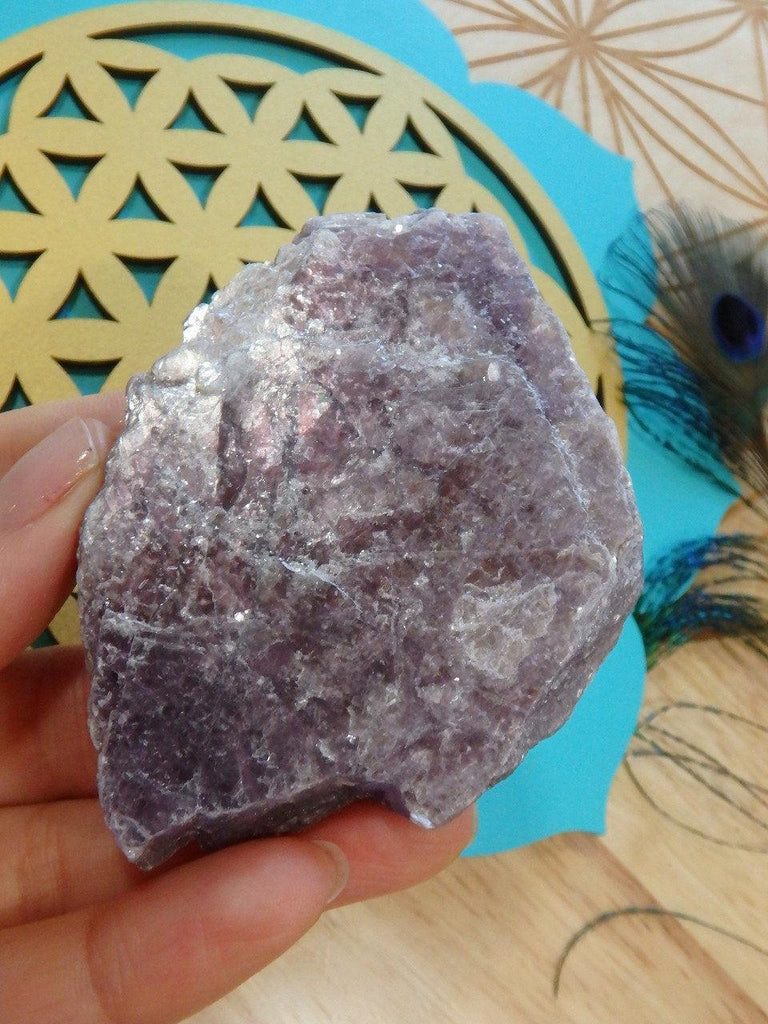 Shiny Purple Lepidolite Flat Specimen Perfect for Body Layouts - Earth Family Crystals