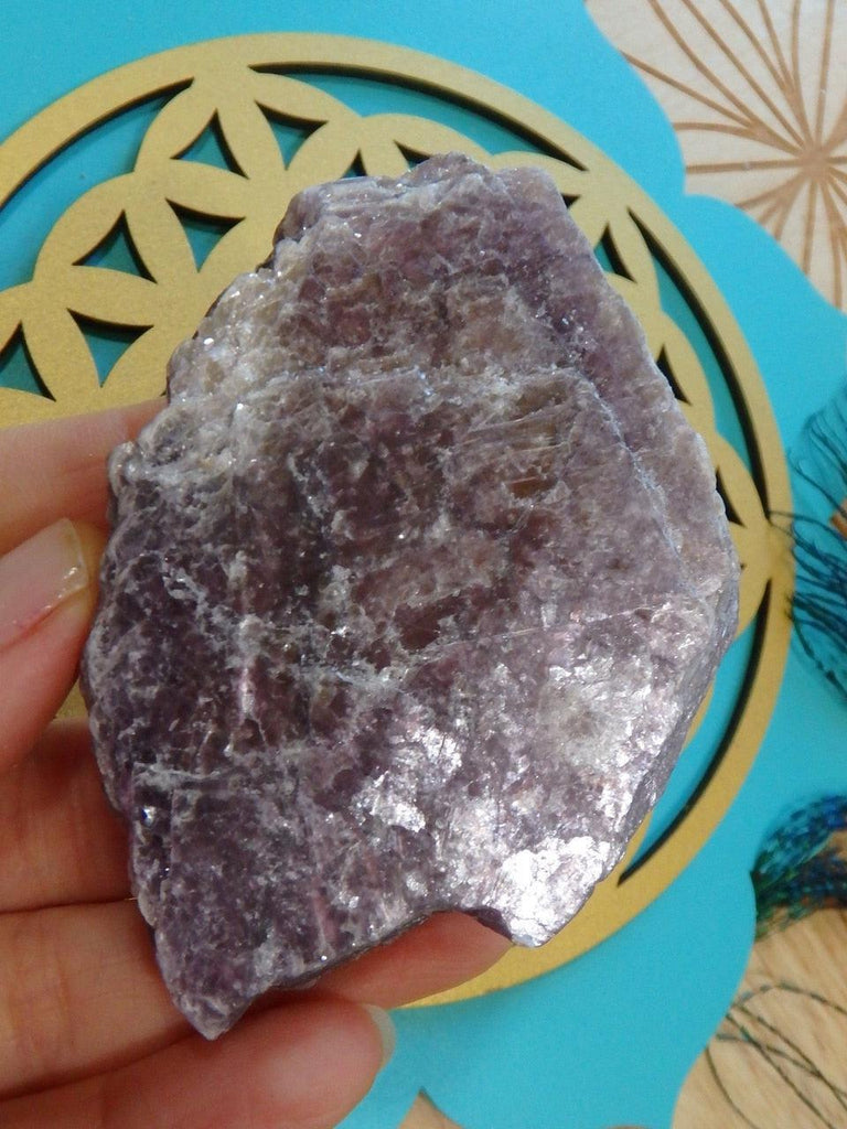 Shiny Purple Lepidolite Flat Specimen Perfect for Body Layouts - Earth Family Crystals