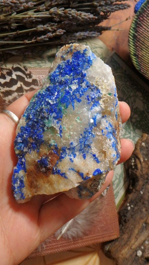 Vibrant Blue Linarite & Druzy Quartz On matrix From New Mexico - Earth Family Crystals