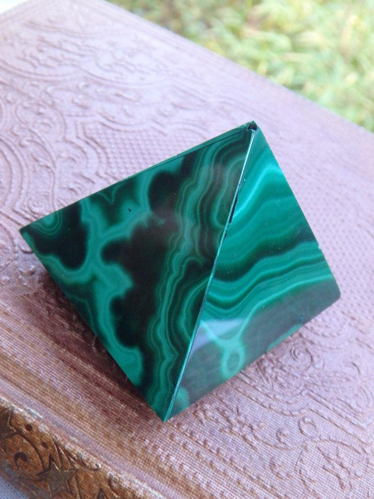 REDUCED-Lovely Patterns & Contrast Malachite Gemstone Pyramid - Earth Family Crystals