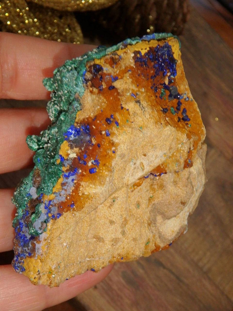 Silky Green Malachite & Blue Druzy Azurite on Matrix - Earth Family Crystals