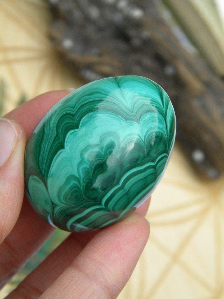 Amazing Green Flower Pattern Malachite Egg Carving - Earth Family Crystals