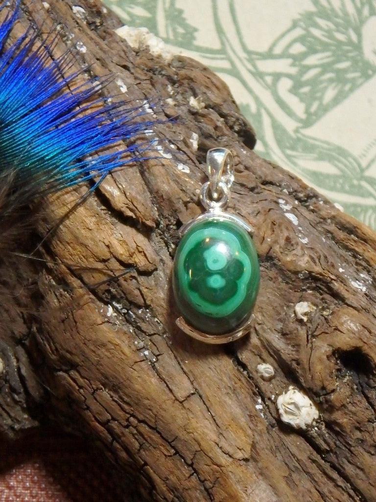 Swirling Greens Malachite  Gemstone Pendant In Sterling Silver (Includes Silver Chain) - Earth Family Crystals