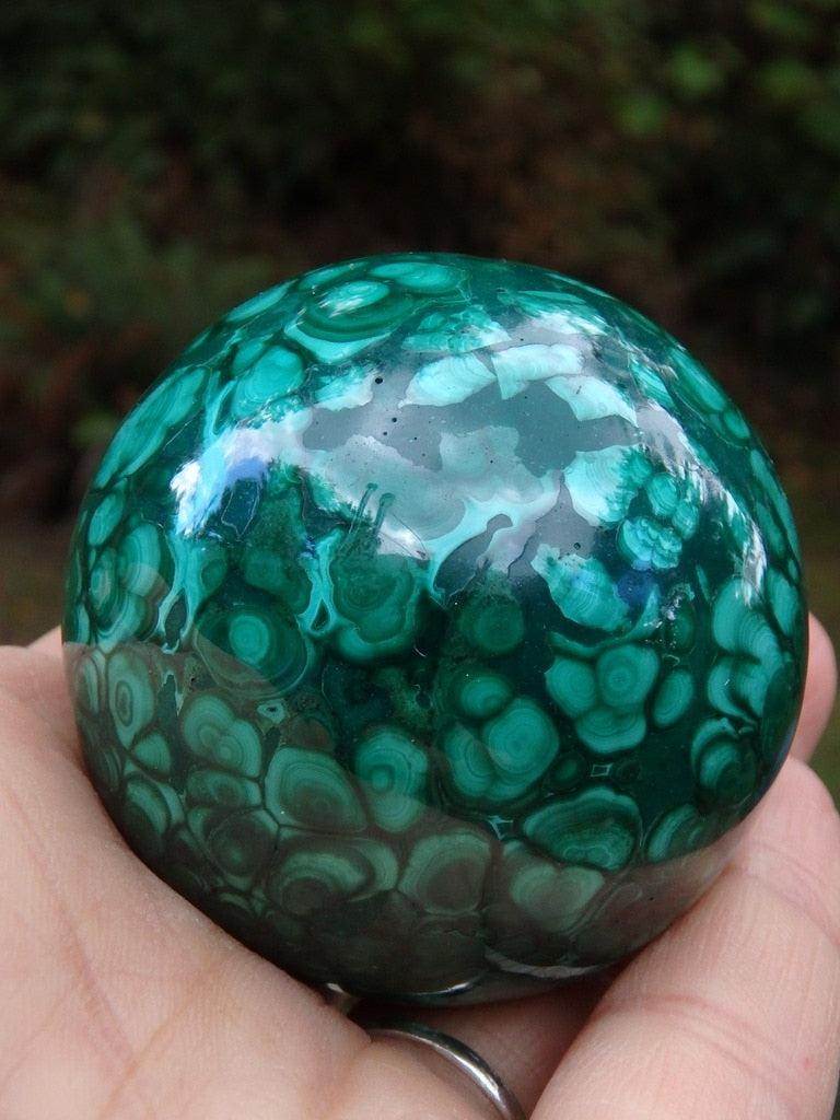 Fascinating Green Designs Shiny Large Malachite Sphere Carving - Earth Family Crystals