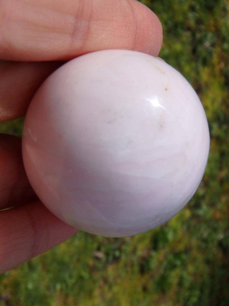 Soft Pink Mangano Calcite Gemstone Sphere Carving - Earth Family Crystals