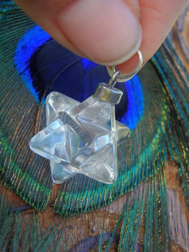 Wonderful Clear Quartz Merkaba Pendant (Includes Silver Chain - Earth Family Crystals