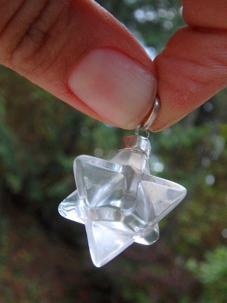 Sacred Geometry Merkaba Clear Quartz  Pendant (Includes Free Silver Chain) - Earth Family Crystals