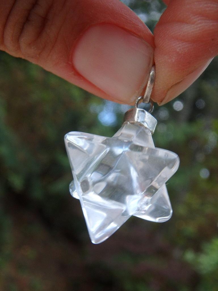 Sacred Geometry Merkaba Clear Quartz  Pendant (Includes Free Silver Chain) - Earth Family Crystals