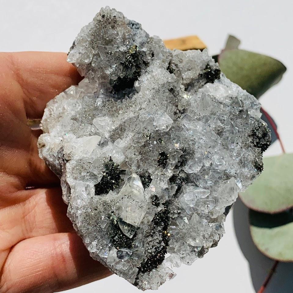 Brilliant Sparkle Chalcopyrite & Clear Stellar Beam Calcite Cluster From USA - Earth Family Crystals